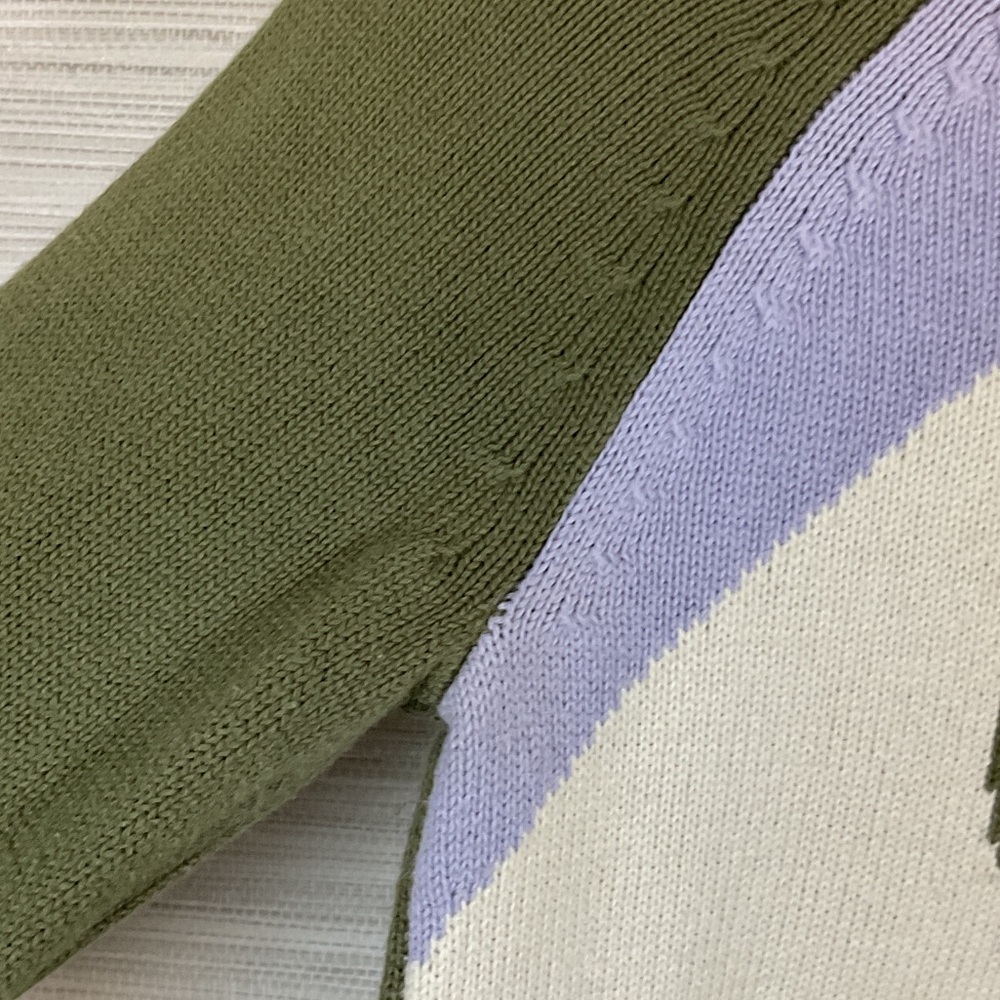 Lacoste Sport Crocodile Logo Graphic Sweater Green Lavender Colorblock 36 XS - Picture 3 of 12